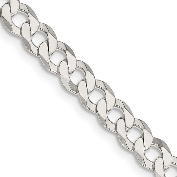 Kazi Luxury Sterling Silver 5.75mm Flat Curb Chain